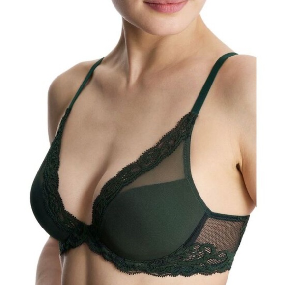 Natori Feathers Plunge T-Shirt Bra - Dk Forest / Size 34D NWT - Picture 3 of 4